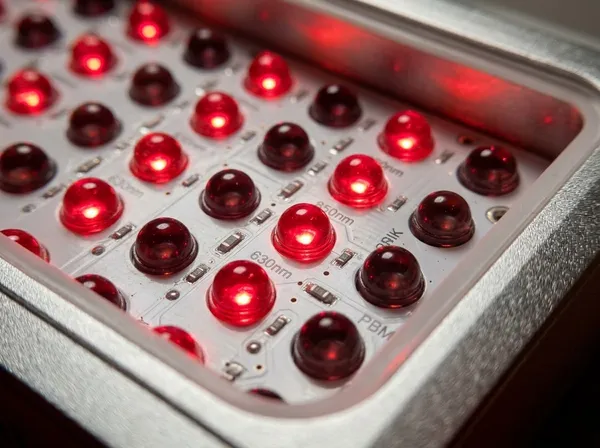 Closeup of calibrated 630nm to 850nm dual-spectrum LEDs